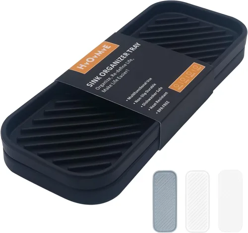 Bandeja organizadora de silicona, soporte de jabón y esponja para fregadero de cocina, baño, bandeja de almacenamiento para cepillo de platos,