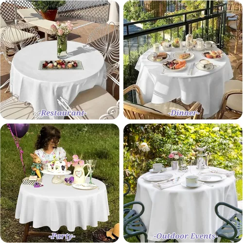 Miniatura 95 de Showgeous Paquete de 4 manteles redondos color rosa intenso de 120 pulgadas de poliéster para mesas redondas, manteles de tela decorativa lavable