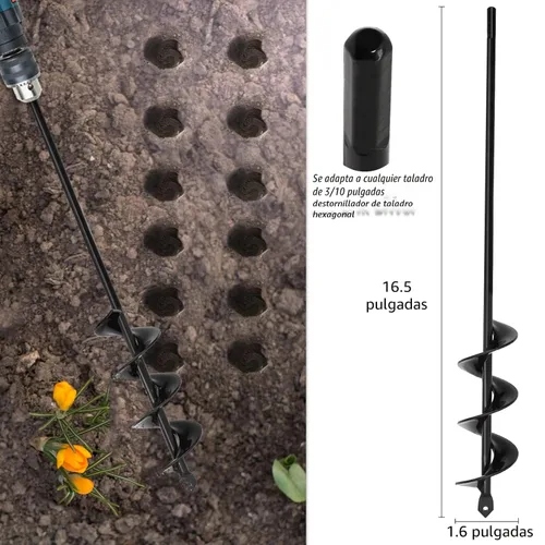Miniatura 4 de TCBWFY Paquete de 4 brocas en espiral para jardín de 1.6 x 9 pulgadas, 1.6 x 16.5 pulgadas, 3 x 16.5 pulgadas, 3 x 12 pulgadas, acero resistente