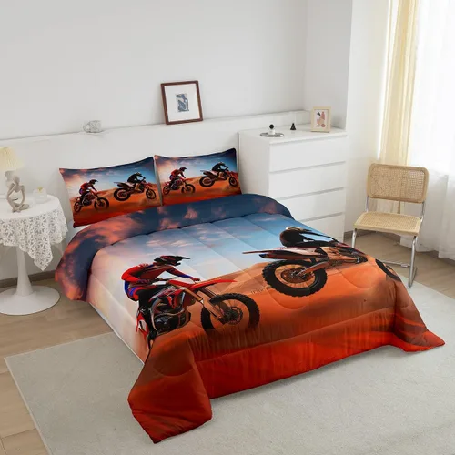 Miniatura 2 de Juego de edredón de bicicleta de tierra Feelyou para motocross, juego de ropa de cama para piloto de motocross, edredón deportivo extremo, edredón