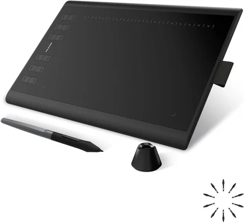 HUION Inspiroy H1060P - Tableta de dibujo gráfico con sensibilidad a la presión 8192, lápiz capacitivo sin batería y 12 teclas de acceso rápido