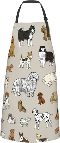 Miniatura 8 de Perinsto Delantal Impermeable para Mascotas Perros Gatos Animales Lindos con Babero para Aseo Cocina Horneado Pintura Jardinería