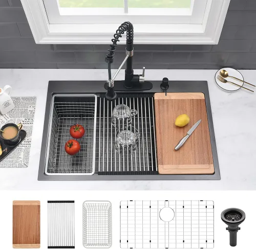 Miniatura 11 de Fregadero de barra de 15 pulgadas In-VASOYO de 15 x 20 pulgadas, fregadero de cocina pequeño de barra húmeda, fregaderos de autocaravana de acero