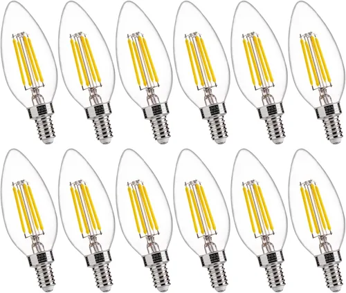 Miniatura 11 de FLSNT Amber LED Candelabra Light Bulbs 40W Equivalent, B11 E12 LED Chandelier Bulbs, 2200K Warm White, Dimmable, 330LM, 96 Pack UL,CA65 Listed.