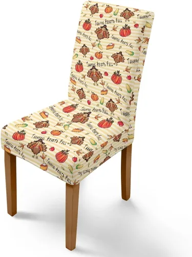 Miniatura 94 de Rnyleeg Thanksgiving Chair Covers for Living Room No Arms Turkey Pumpkin Stretch Dining Chair Covers Set of 6 Soft Washable Kitchen Chair Protector