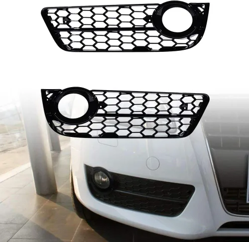 Rejillas de malla de nido de abeja negro brillante para cubierta de luz antiniebla compatible con Audi 08-11 A5 Coupe Sportback 09-11 A5 Cabriolet