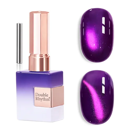 Miniatura 37 de Double Rhythm Esmalte de gel Jelly Glass de ojo de gato con imán, 0.5 onzas líquidas, brillo holográfico, brillante, translúcido
