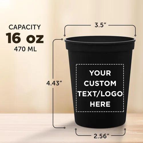 Miniatura 5 de DISCOUNT PROMOS Vasos de plástico personalizados para estadios, 16 onzas, juego de 100, paquete personalizado a granel, perfecto para cumpleaños