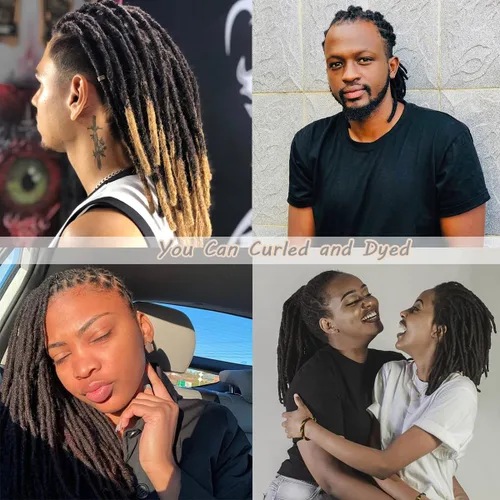 Miniatura 7 de Extensiones de cabello humano con 10 hebras de 6 pulgadas, 100 % hechas a mano, extensiones permanentes de rastas para mujeres y hombres, se pueden