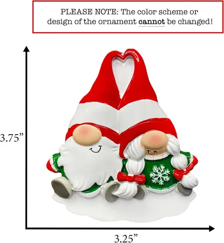 Miniatura 2 de Adorno personalizado de nuestra primera Navidad juntos 2026 Decoración personalizada para árbol de Navidad de pareja de gnomos Nombre