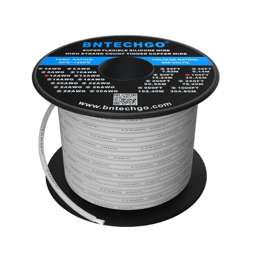 Miniatura 15 de BNTECHGO Carrete de alambre de silicona calibre 12, 50 pies, color marrón, flexible, 12 AWG, alambre de cobre estañado trenzado