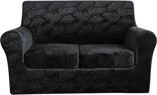 Miniatura 21 de 2 Piezas de Funda de Sillón de Terciopelo en Relieve con Funda de Cojín Separada, Funda de Sofá de Tacto Suave y Elegante, Funda de Sofá