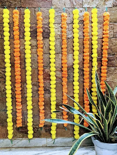 Miniatura 4 de Pretty Charming Flores artificiales de caléndula para decoración guirnaldas largas de caléndula para Toran Indian genda phool para bodas