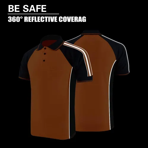 Miniatura 7 de Camisa de seguridad de alta visibilidad, manga corta y larga, polo reflectante, camisetas de trabajo para hombres anaranjado-s