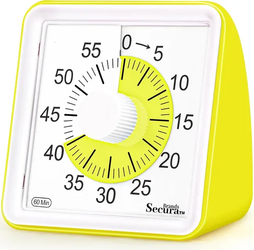 Miniatura 12 de Secura - Temporizador visual de cuenta regresiva de 60 minutos para niños y adultos, herramienta de gestión del tiempo en el aula (negro)