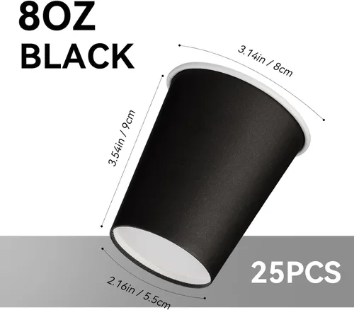 Miniatura 2 de Paquete de 25 unidades de tazas de papel desechables de 8 onzas, tazas de café caliente, tazas de café de papel para uso en oficina y cocina, tazas