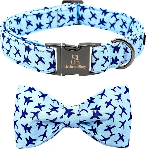 Miniatura 16 de Lionheart glory Collar de perro con lazo azul con lazo estampado de tiburón, collar para perro niño o niña, suave, duradero, ajustable, para perros