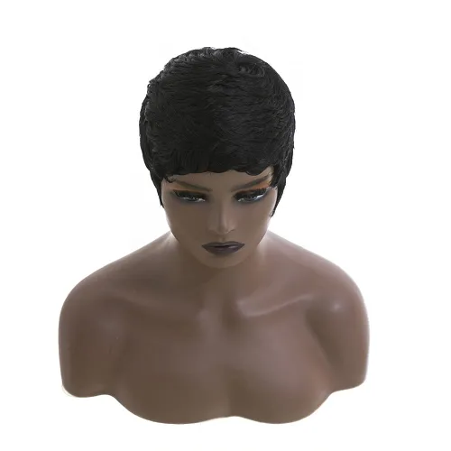 Miniatura 6 de Pelucas rubias 613 de corte Pixie para mujeres negras, cabello sintético rubio rizado en capas con flequillo, pelucas de corte corto para mujeres