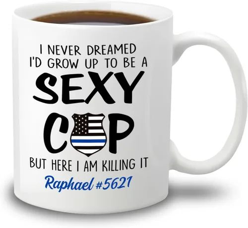 Miniatura 11 de Taza de café personalizada con nombre de oficial de policía en progreso, con nombre de oficial de policía estudiantil, taza de cerámica blanca