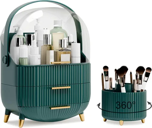 lurcns Organizador de maquillaje y almacenamiento para cosméticos, cuidado de la piel con tapa y cajones, vitrinas para encimera, baño, regalos para