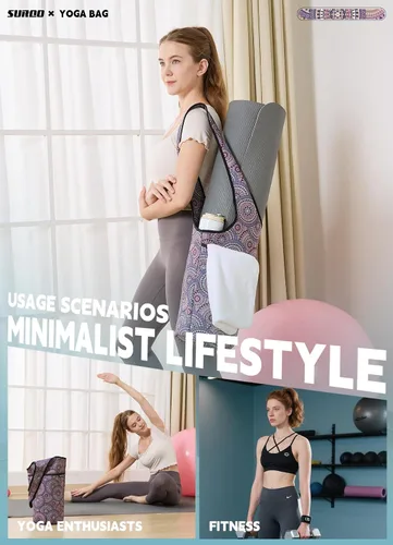 Miniatura 2 de Bolsa para esterilla de yoga – Neopreno, ligera, espaciosa, con gran bolsillo con cierre, ideal para esterillas de gimnasio, yoga y fitness