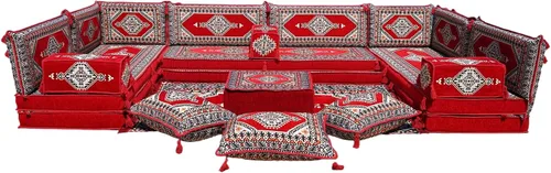 Miniatura 58 de arabicsofa Cojines de piso árabe en forma de U – Sofá tradicional Majlis con sofá otomano