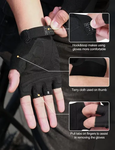 Miniatura 5 de INBIKE Guantes de ciclismo Guantes de ciclismo que absorben los golpes, transpirables, antideslizantes, sin dedos, para hombres y mujeres