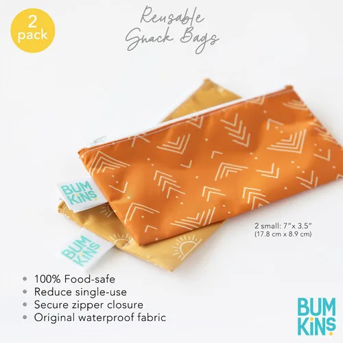 Miniatura 5 de Bumkins Bolsas reutilizables para aperitivos, para el almuerzo escolar de niños y para adultos, tela lavable, bolsa de tela impermeable con F3
