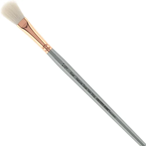 Creative Mark Cepillo para mopa de pelo de cabra – Juego de 2, pelo de cabra natural ovalado de 1/2 pulgada para acuarela, aceite, acrílico y mezcla