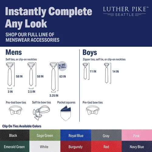 Miniatura 7 de Luther Pike Seattle Corbatas para niños Clip en lazo tejido niños corbatas corbatas para niños formal boda graduación uniforme escolar