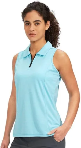 Miniatura 2 de Viodia Camiseta de golf sin mangas para mujer, con cremallera, de secado rápido, camisetas polo para mujer, ropa de golf