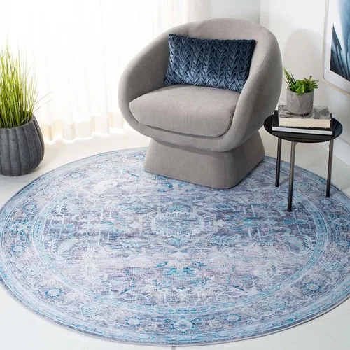 Miniatura 9 de SAFAVIEH Alfombra lavable Tucson Collection - 2'6" x 4', morado y azul, antideslizante y fácil de limpiar, ideal para sala de estar, dormitorio