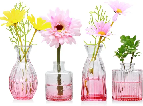 Miniatura 11 de Mapoxy Juego de 4 Jarrones de Vidrio para Brotes, Pequeños Jarrones de Flores para Centros de Mesa de Boda y Decoraciones de Mesa, Mini Jarrones