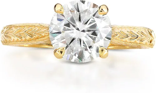 Miniatura 4 de Kobelli Anillo de compromiso de moissanita de estilo antiguo, oro amarillo de 14 quilates