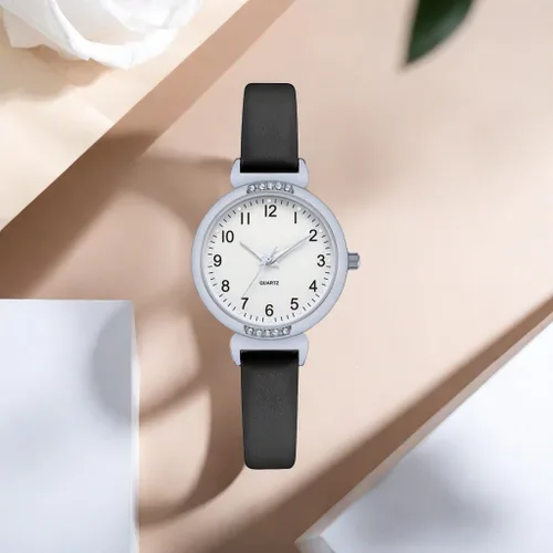 Miniatura 4 de NUOVO - Reloj deportivo de silicona para mujer con correa de piel con cristales, pantalla analógica