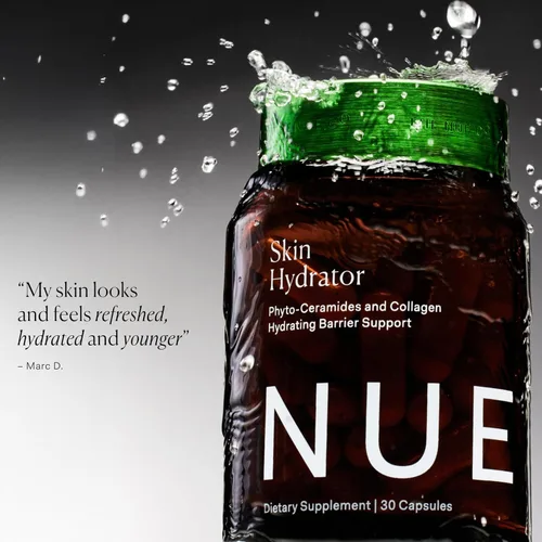 Miniatura 7 de The Nue Co. Suplemento HIDRATOR para la piel, contiene colágeno hidrolizado, aloe y ácido hialurónico, sin gluten, 30 cápsulas