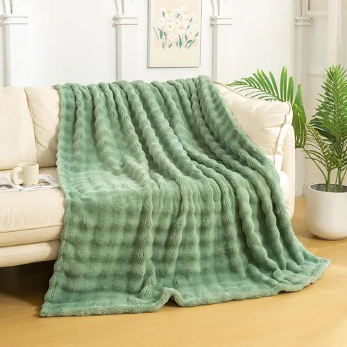 Miniatura 33 de YUSOKI - Manta de forro polar 3D con burbujas Felpa ultrasuave y esponjosa de 13.44 oz/m² Manta ligera y acogedora para sofá cama Para todas