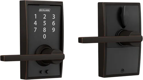 Miniatura 9 de Schlage - Cerradura táctil Camelot con picaporte Accent, cerradura de entrada electrónica sin llave (bronce envejecido, FE695 CAM 716 ACC)