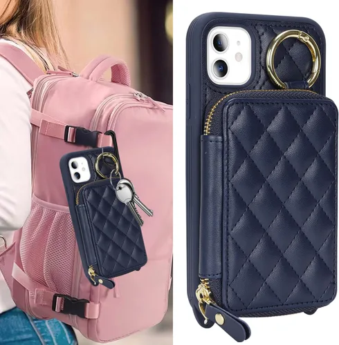 Miniatura 3 de Funda Cartera Bandolera para iPhone 11, Cuero PU Cremallera Bolso Cartera Funda Plegable con Tapa, Funda Folio con Soporte con Ranuras para Tarjetas