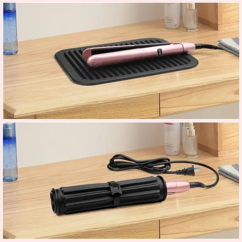 Miniatura 6 de Alfombrilla profesional resistente al calor para herramientas de peinado del cabello: rizador, plancha plana, herramientas calientes y uso de viaje