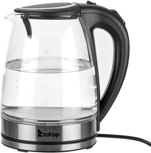 Tetera eléctrica de vidrio de 1.8L, hervidor de agua eléctrico de hervir rápido, caldera de agua caliente y calentador de té, con apagado automático
