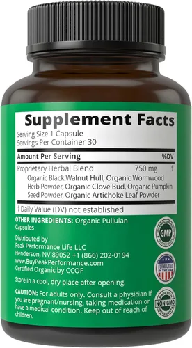 Miniatura 6 de USDA Organic Wormwood Black Walnut Clove Cleanse for Humans. Suplemento de cápsulas de desintoxicación de eliminación + apoyo intestinal