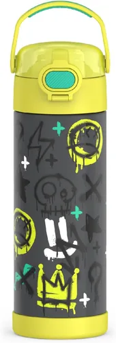 Miniatura 25 de THERMOS FUNTAINER Botella de acero inoxidable con aislamiento al vacío de 16 onzas con tapa ancha de canalón, Rosa Neón