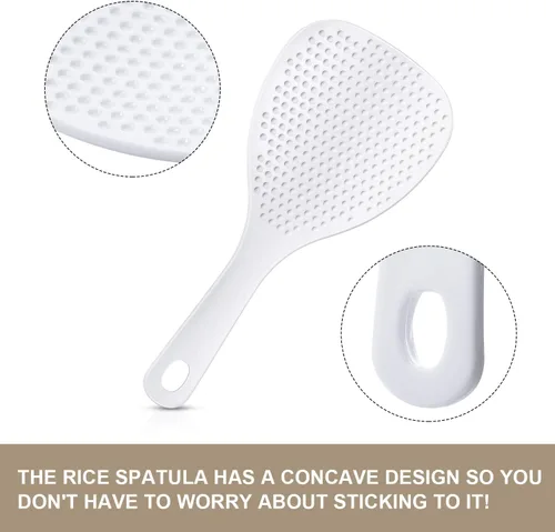 Miniatura 3 de Boao 6 palas de arroz, 7.5 pulgadas, cuchara de arroz antiadherente de plástico, espátula de servidor de papas para cocina, restaurante, utensilios
