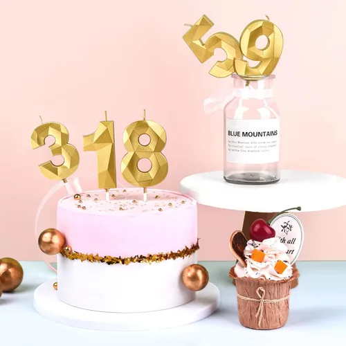 Miniatura 4 de Velas de 7 cm de Oro Cristal Número 17 para Pastel de Cumpleaños, Velas de Oro y Número para Celebración de Fiesta