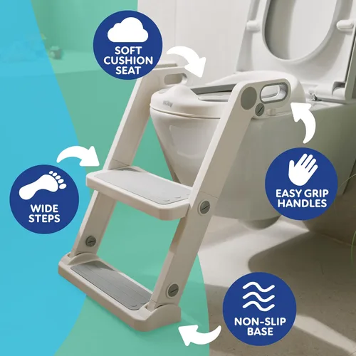 Miniatura 6 de Nuby Step Ladder - Asiento de inodoro para niños pequeños, asiento de inodoro todo en uno con escalera para niños de 18 meses en adelante, color rosa