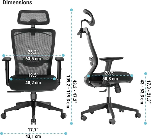 Miniatura 3 de Progressive Desk Ergo Glyder - Silla de aire ergonómica de malla de malla con brazos ajustables y reposacabezas - Silla de computadora con postura