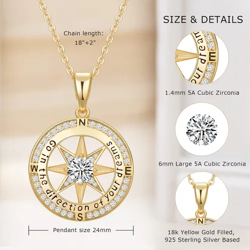 Miniatura 4 de Regalos de graduación para ella 2023, collar inspirador de brújula para graduados para mujeres y niñas, joyería de clase de 2023, regalos