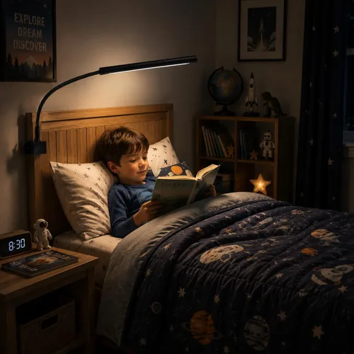 Miniatura 4 de Lámpara de escritorio LED con abrazadera, 5 modos de color y 10 niveles de brillo, luz de escritorio para cuidado de los ojos, cuello de cisne