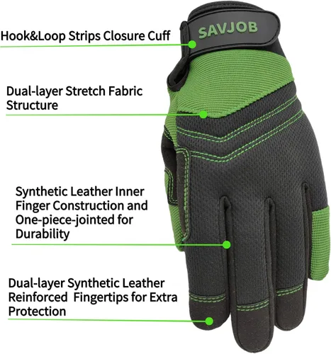 Miniatura 2 de Guantes de trabajo de seguridad para hombres y mujeres, guantes de trabajo utilitarios, guantes de mecánico, guantes de trabajo de patio, ajuste